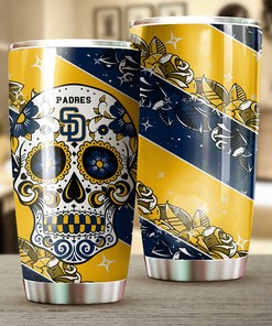 San Diego Padres MLB Tumbler with Skull Design - Perfect Tumbler for Padres Fans