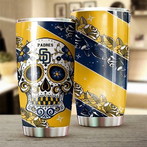 San Diego Padres MLB Tumbler with Skull Design - Perfect Tumbler for Padres Fans
