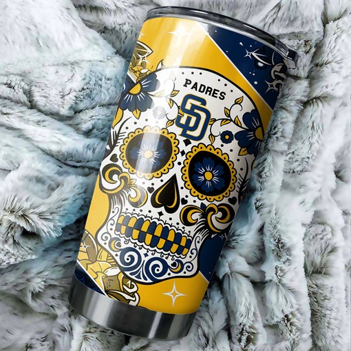 San Diego Padres MLB Tumbler with Skull Design - Perfect Tumbler for Padres Fans - Image 2