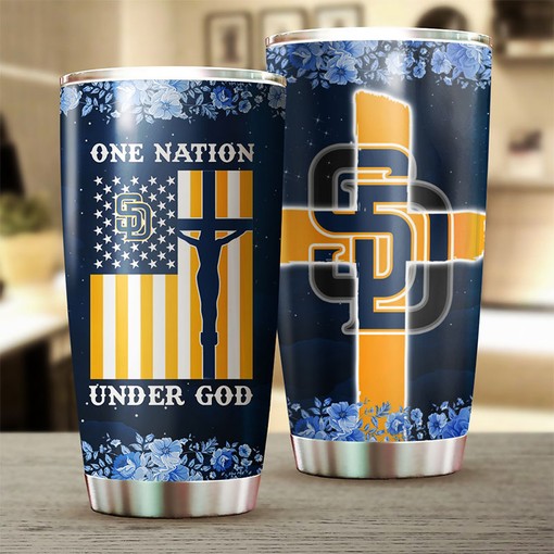 San Diego Padres One Nation Under God Edition MLB Tumbler - Baseball Mom Tumbler Ideas - Image 2