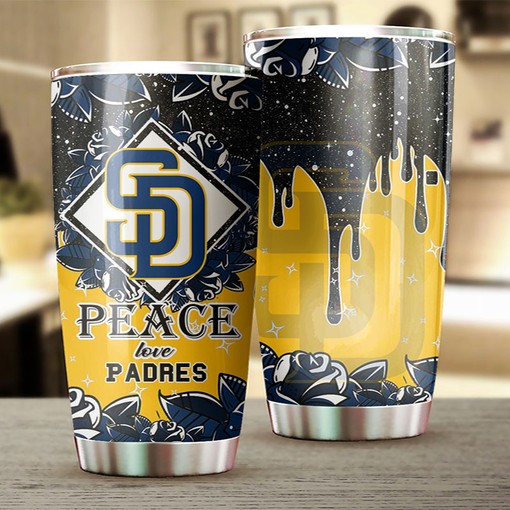 San Diego Padres Peace and Love Edition MLB Tumbler - Baseball Mom Tumbler Ideas - Image 2