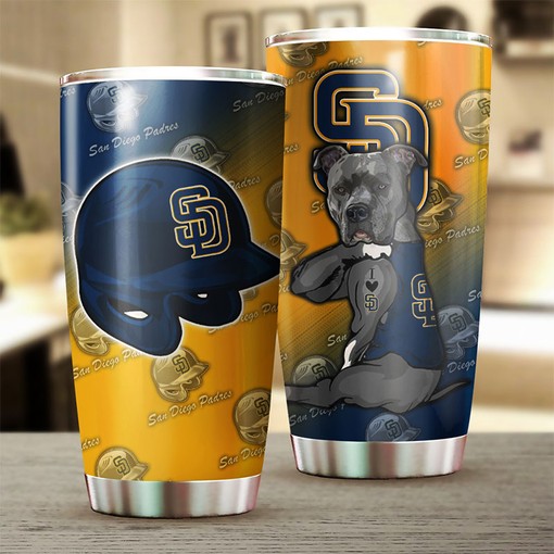 San Diego Padres Playful Design Funny Dog MLB Tumbler with Customization and Logo for Fans