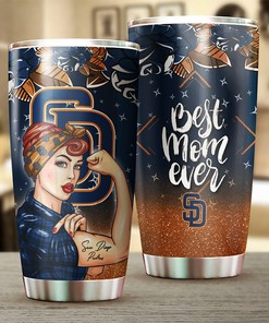 San Diego Padres Powerful Mom Strong Best Mom Ever MLB Tumbler with Inspirational Design