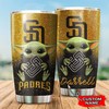 San Diego Padres Star Wars and Baseball Baby Yoda Custom Name Tumbler with a Personalized and MLB Design