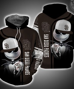 San Diego Padres and Jack Skellington Combination All Over Print 3D Hoodie
