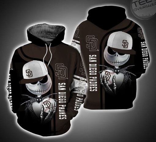 San Diego Padres and Jack Skellington Combination All Over Print 3D Hoodie