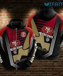 San Francisco 49ers All Over Print Hoodie - Diagonal Stripe Pattern