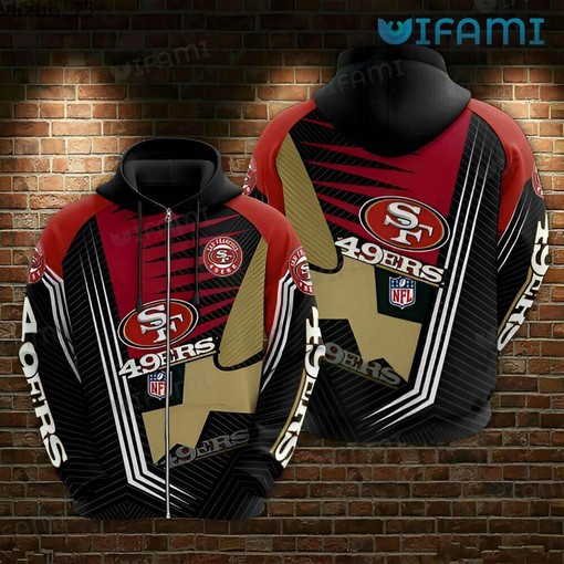 San Francisco 49ers All Over Print Hoodie - Diagonal Stripe Pattern