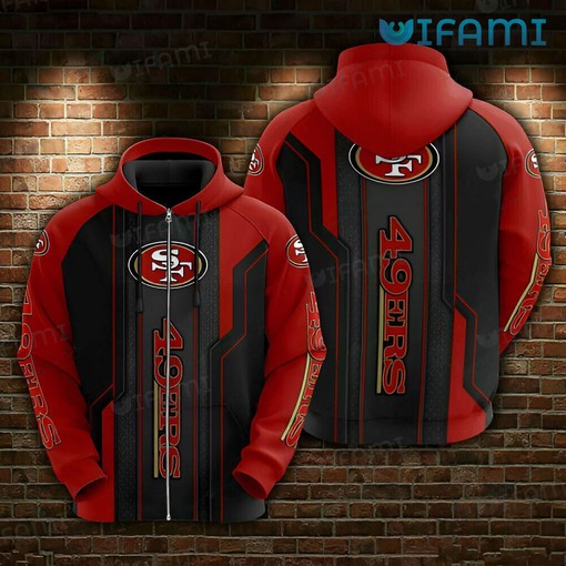 San Francisco 49ers All Over Print Zip Up Hoodie with Armor Design