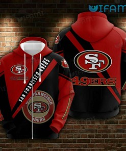 San Francisco 49ers All Over Print Zip Up Hoodie with Logo Design - Rock the Red and Gold