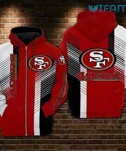 San Francisco 49ers All Over Print Zipper Hoodie with Diagonal Stripe Texture