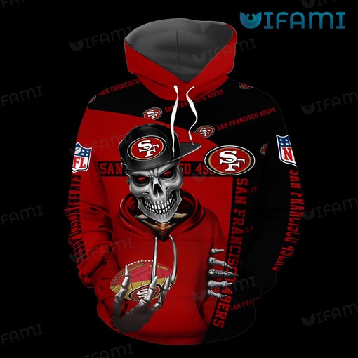 San Francisco 49ers King Skull Eagle All Over Print Hoodie with 3D Design