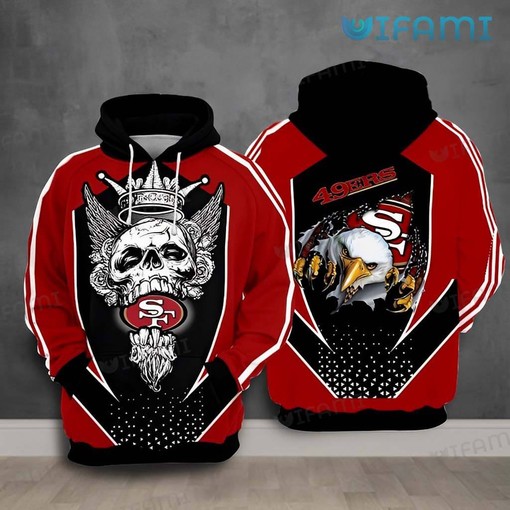 San Francisco 49ers King Skull Eagle All Over Print Hoodie with Cool Graphics