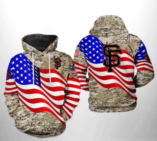 San Francisco Giants All Over Print US Flag Camo Veteran 3D Hoodie - 3D All Over Print Hoodie Size S-5XL