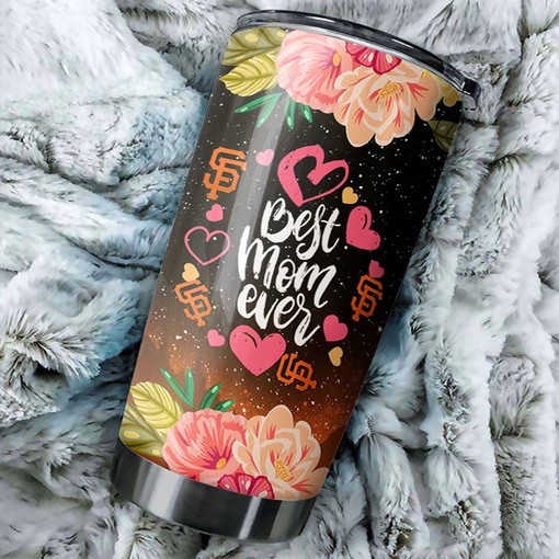 San Francisco Giants Best Mom Ever Flower Edition Personalized Tumbler - MLB Coffee Tumbler