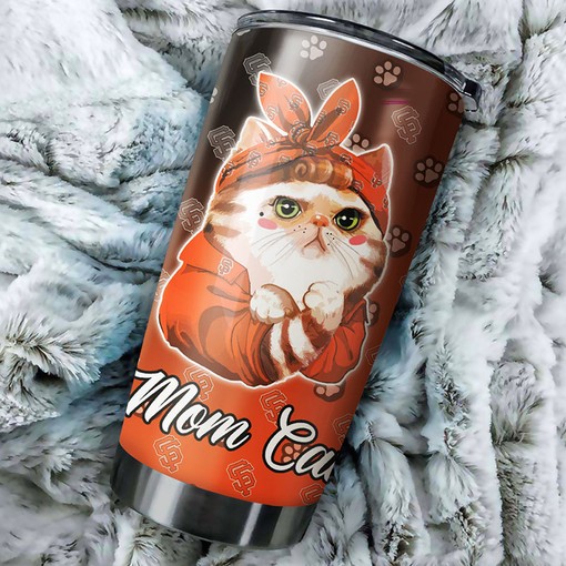 San Francisco Giants Feline Supporters Cat Mom MLB Tumbler with Logo and Personalized Engraving