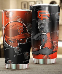 San Francisco Giants MLB Tumbler with Lovable Dog Design for Dog-loving Baseball Fans with Custom MLB Logo