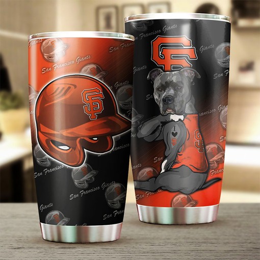 San Francisco Giants MLB Tumbler with Lovable Dog Design for Dog-loving Baseball Fans with Custom MLB Logo