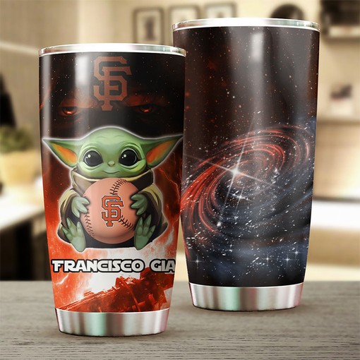 San Francisco Giants Star Wars and Baseball Baby Yoda MLB Tumbler with a Personalized and MLB Design - Image 2