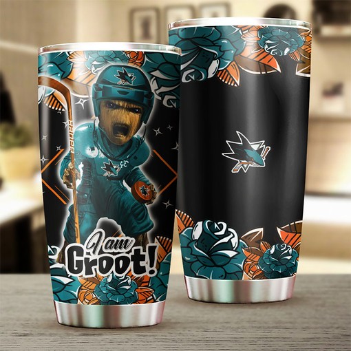 San Jose Sharks NHL Tumbler - I Am Groot Tumbler with Whimsical Quote for Superhero Fans - G Fanatics - Image 2