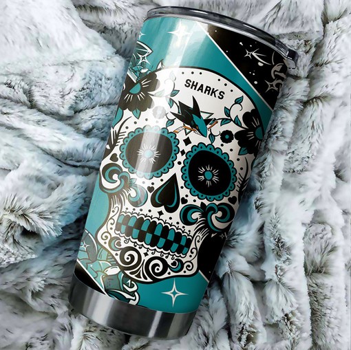 San Jose Sharks NHL Tumbler with Skull Design - Perfect for Fans - Image 2
