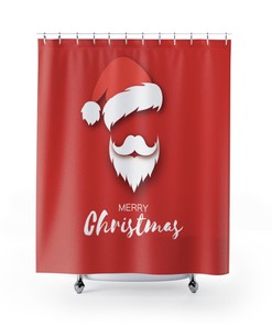 Santa Claus Merry Christmas Holiday Luxury Shower Curtain for Home Bathroom Decor
