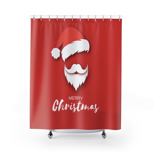 Santa Claus Merry Christmas Holiday Luxury Shower Curtain for Home Bathroom Decor