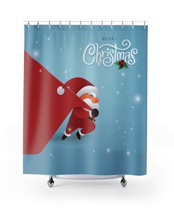 Santa Claus Merry Christmas Print Shower Curtain - Celebrate the Holidays in Style