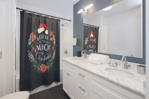 Santa Xmas Merry Christmas Print Shower Curtain for Festive Bathroom Decor - Image 2