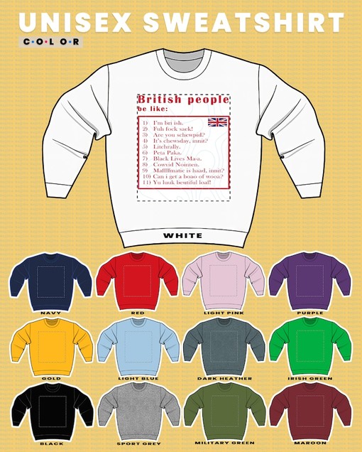 Sarcastic British Accent Sweatshirt, Funny Unisex Sweater for British Citizens - Minimalist Movie Shirts - Image 3
