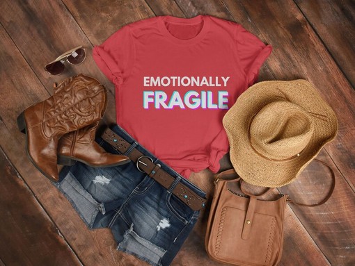 Sarcastic Emotionally Fragile Unisex Tee for Women with Humorous Saying - Image 3