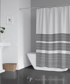 Scandi Vibe Minimalist Wavy Stripe Shower Curtain - Elegant Addition to Your Bathroom Decor