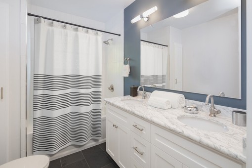 Scandi Vibe Minimalist Wavy Stripe Shower Curtain - Elegant Addition to Your Bathroom Decor - Image 2