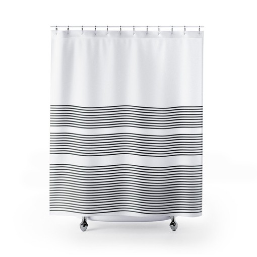 Scandi Vibe Minimalist Wavy Stripe Shower Curtain - Elegant Addition to Your Bathroom Decor - Image 3
