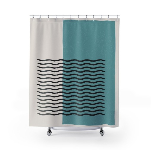 Scandinavian Boho Bathroom Decor Set with Shower Curtain, Bath Mat, Spa Wrap, and Towels - Image 2