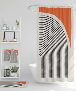 Scandinavian Waffle Weave Shower Curtain with Boho Bathroom Decor Set, Perfect for Modern Boho Style