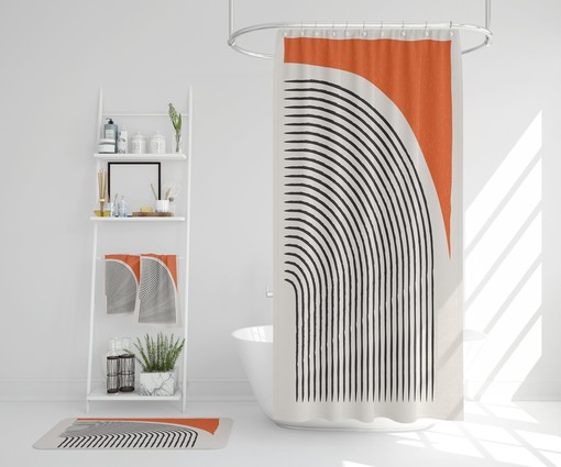 Scandinavian Waffle Weave Shower Curtain with Boho Bathroom Decor Set, Perfect for Modern Boho Style