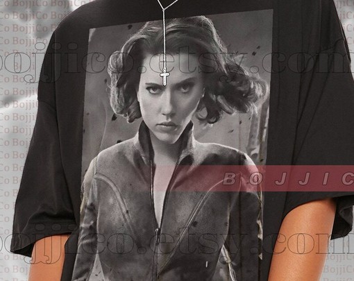Scarlett Johansson Retro Movie Shirt, Black Widow & Jordan Two Delta Characters, Vintage Movie Shirts for Men & Women - Image 2