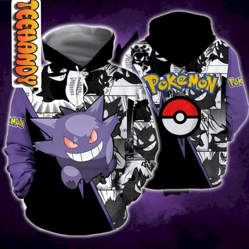 Scary Gengar Pokemon 3D - All Over Print Hoodie with Spooky Design