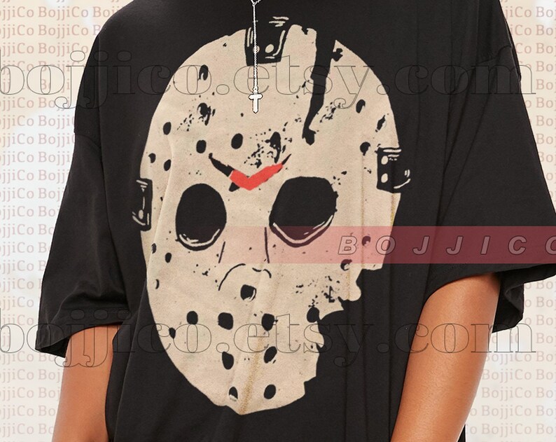 Scary Jason Voorhees T-Shirt - Vintage Horror Movie Shirt for Friday the 13th Fans with Michael Myers Homage - Image 2