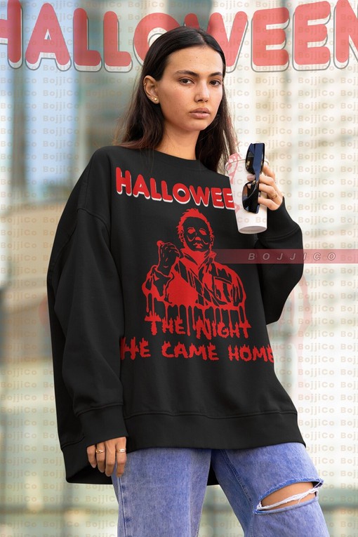 Scary Michael Myers Retro Sweatshirt - The Night He Came Home Horror Fans Sweater