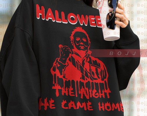Scary Michael Myers Retro Sweatshirt - The Night He Came Home Horror Fans Sweater - Image 4