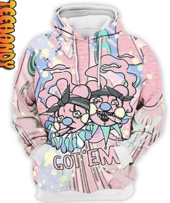 Scary Retro Easter Dripping Clown All Over Print 3D Hoodie with Spooky Design