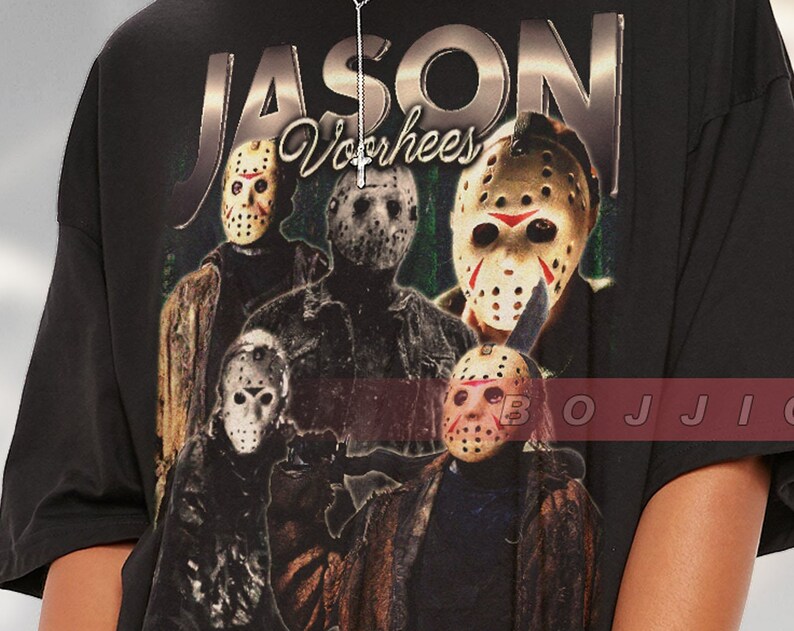 Scary Retro Voorhees Shirt - Vintage Horror Movie T-Shirt for Fans of Friday the 13th and Michael Myers Homages - Image 2