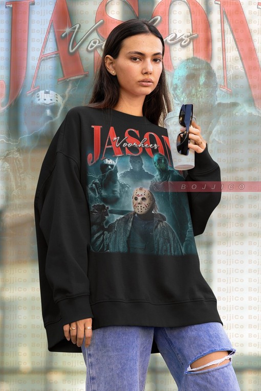 Scary Voorhees Pullover - Horror Movie Shirt with Michael Myers Homage and Friday the 13th Theme