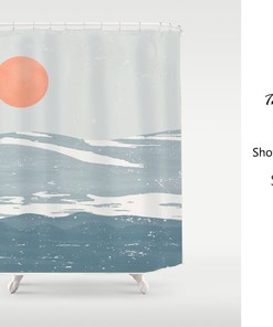 Scenic Snow Mountain and Blue Sea Shower Curtain - Add Serenity to Your Bathroom Decor