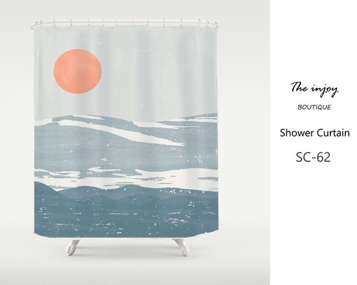 Scenic Snow Mountain and Blue Sea Shower Curtain - Add Serenity to Your Bathroom Decor