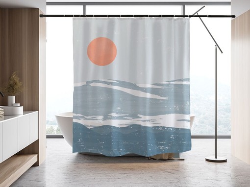 Scenic Snow Mountain and Blue Sea Shower Curtain - Add Serenity to Your Bathroom Decor - Image 2