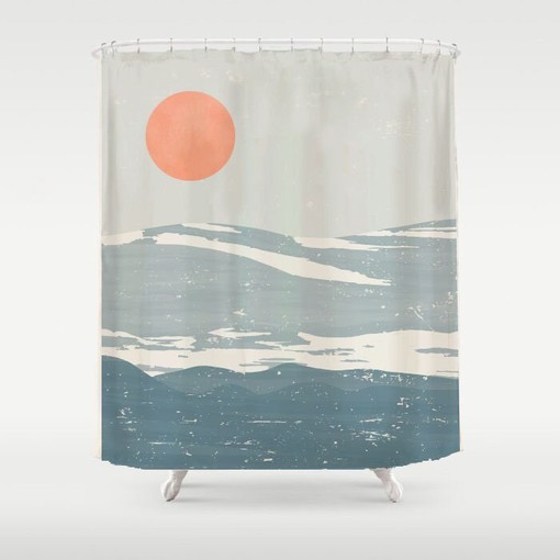 Scenic Snow Mountain and Blue Sea Shower Curtain - Add Serenity to Your Bathroom Decor - Image 3