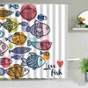 Sea Creature Love Underwater Fish Print Shower Curtain | Ocean Theme Home Bathroom Decor